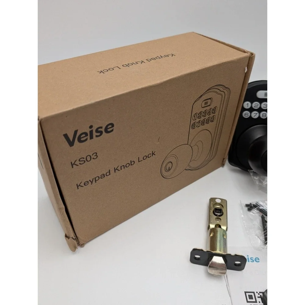 Veise‎ KS03 Keypad Door Knob Lock Matte Black Aluminum Auto-Locking Passage Mode